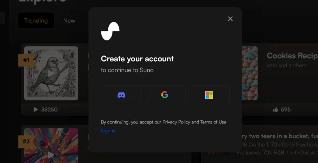Suno AI 登入方式