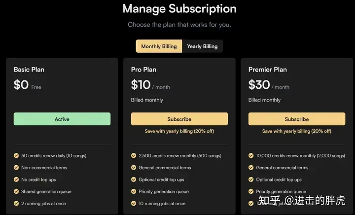 Suno订阅计划