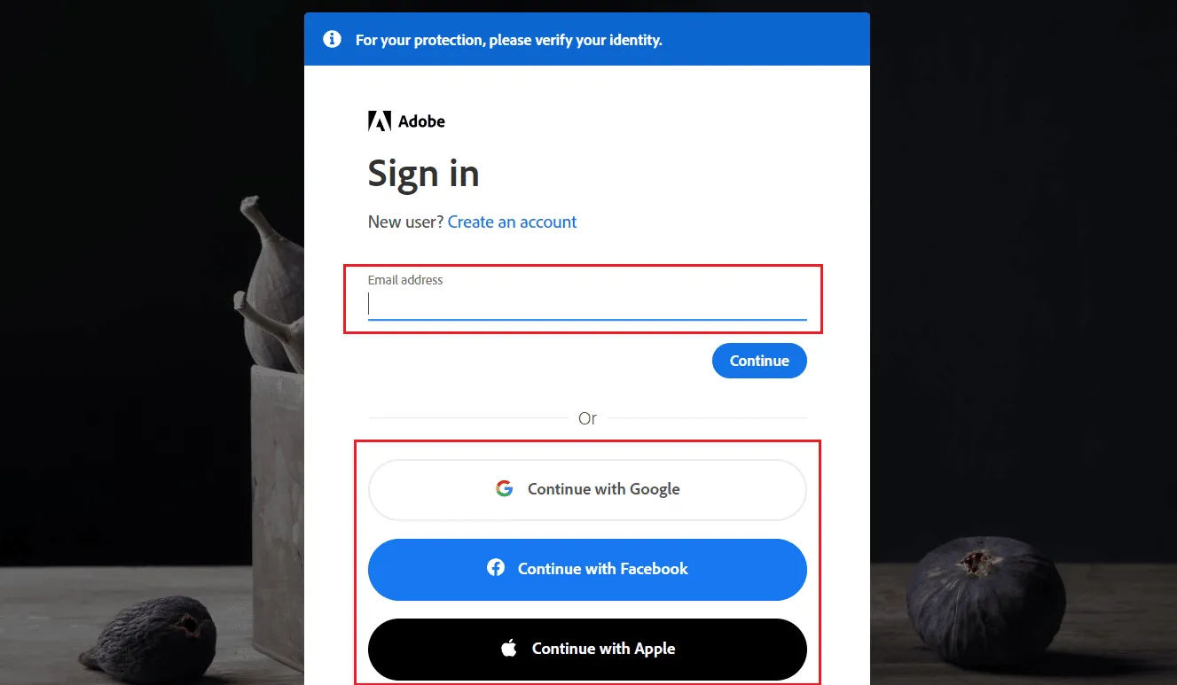 Adobe 官网登录界面