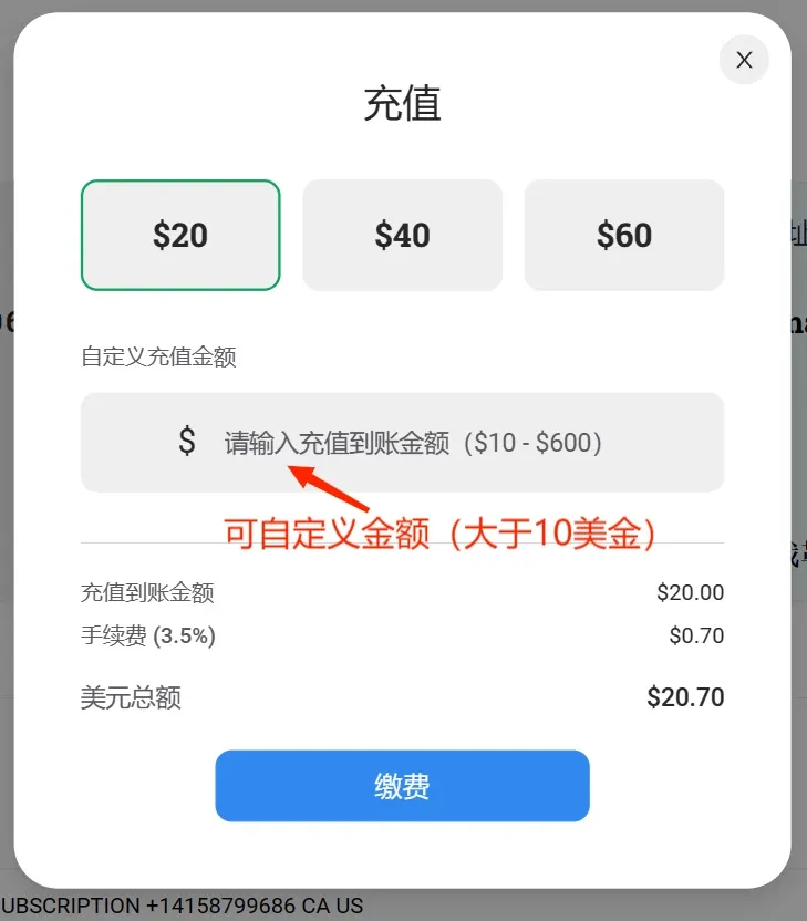 自定义充值