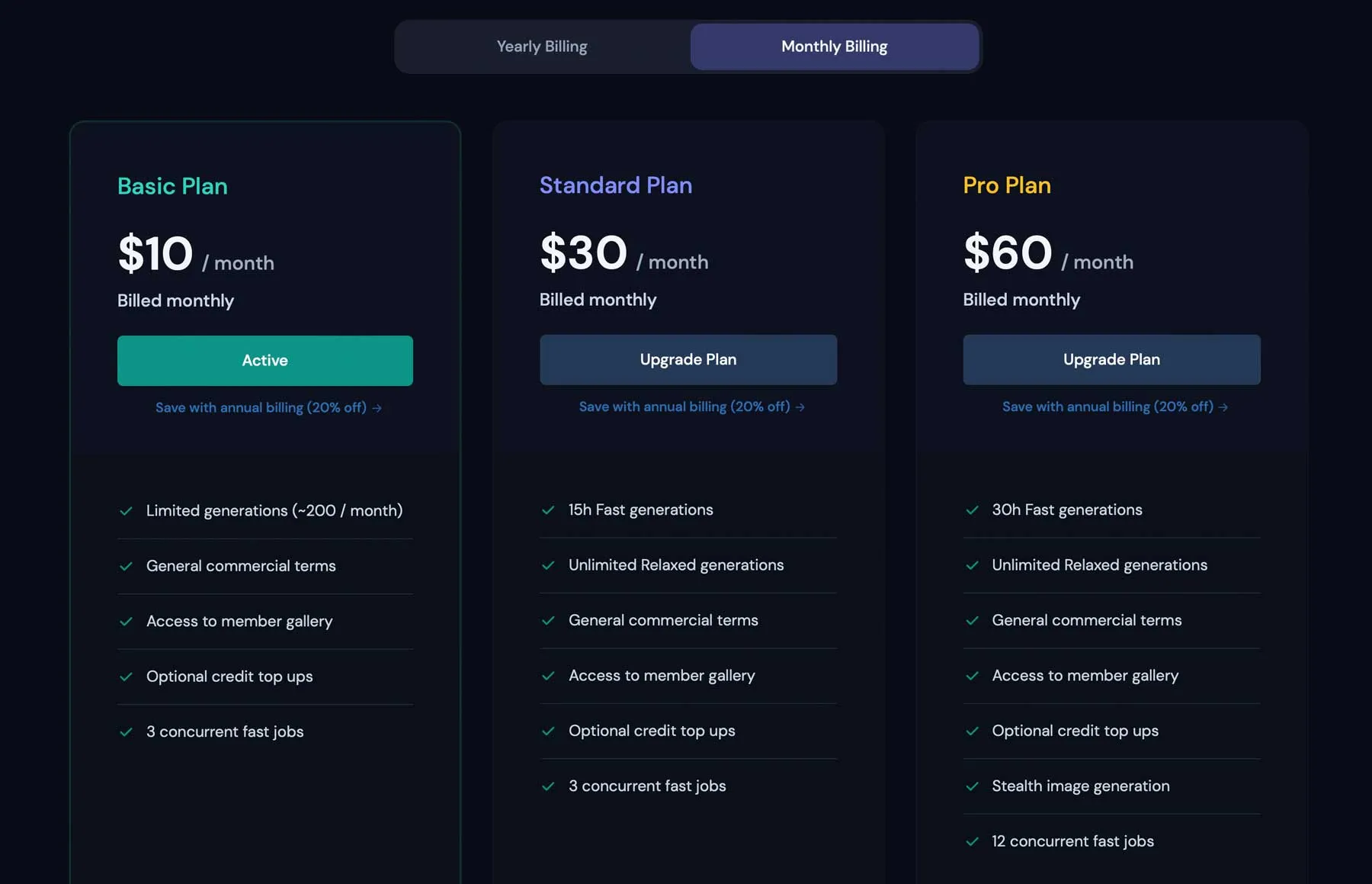 Midjourney 订阅计划