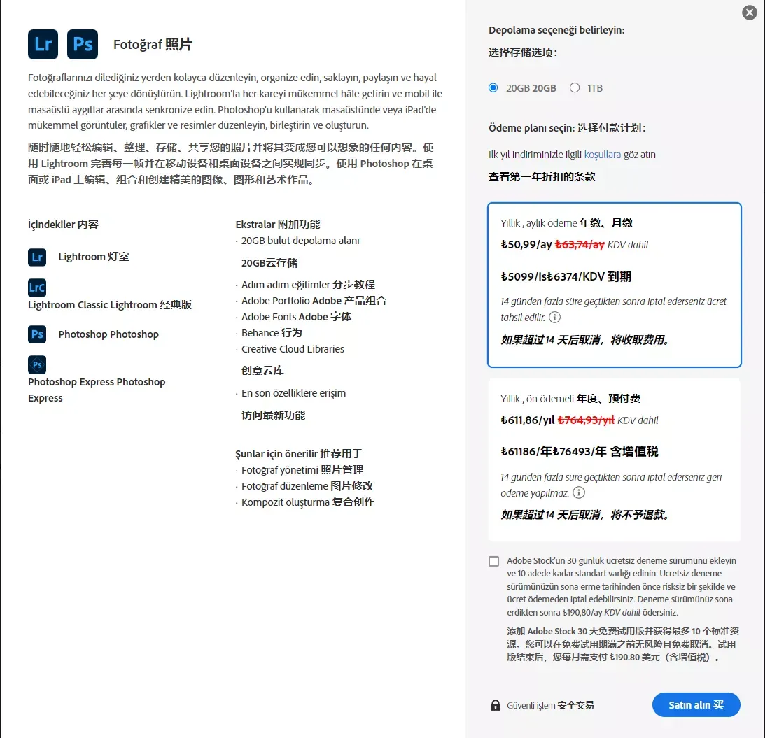 Photoshop 套餐详情