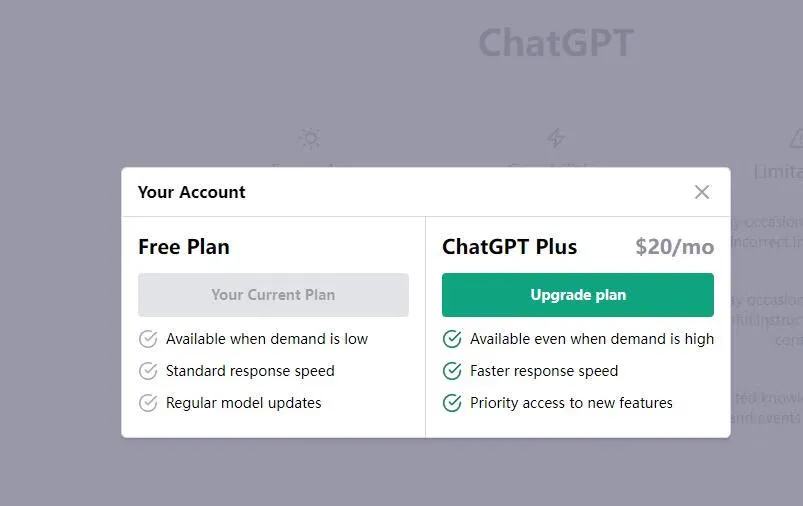 Upgrade plan