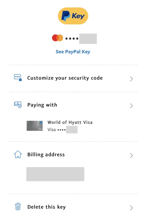 PayPal Key 界面